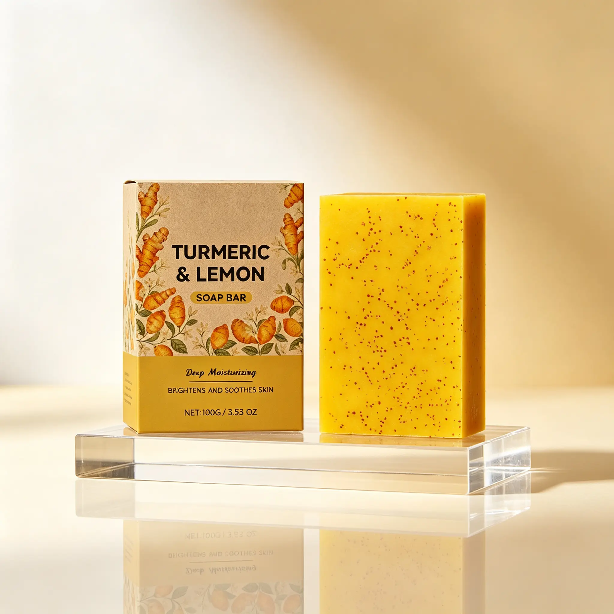 Turmeric + Kojic Acid Skin Brightening Bar – Potent Botanical & Enzyme Blend to Help Reduce Discoloration & Reveal Brighter Complexion | Deep-Cleansing, Non-Drying Formula for Daily Use | 100g