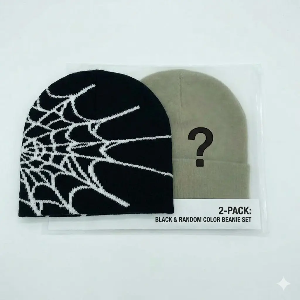 2-Pack: Black & White + Random Color Beanie