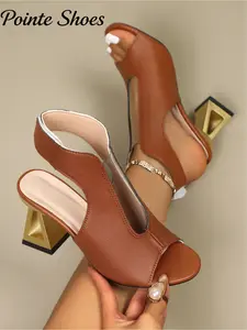 Silver Snake Print Woven Triangle Heel Fashionable Heeled Sandals Open Toe V Neck Ankle Strap Chunky Heel Party Footwear Style Shoes Size 35-43 Multi Color Available