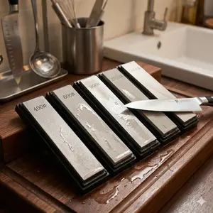 Professional Diamond Knife Sharpener with 80-3000 Grit Stone, Precision Edge Repair for Kitchen Knives, Tools, Scissors & Axes. Portable, Non-Slip Handle, Durable Coated System for Home & Commercial Use. Quickly Restore Blades.