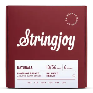 Stringjoy 13-56 Medium Gauge Naturals - Phosphor Bronze Acoustic Guitar Strings