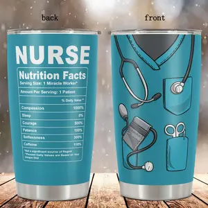 1pc Personalized 20oz Stainless Steel Tumbler with "Nurse" Design Option Funny Nurse-Themed Print Ideal for Nurses Teachers Coworkers Durable Reusable Travel Mug with Lid Perfect for Birthdays Christmas and More Nurse Gifts Coffee Mug/cup