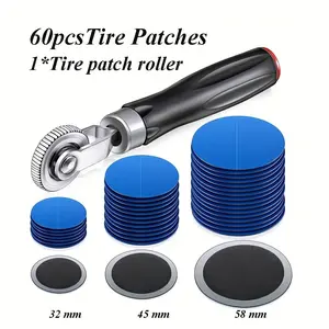 Portable Tire Inner Tube Patch Kit, 3 Sizes Patches + Wheel Stitcher, Easy-To-Use Bicycle Repair Tool, Circular & Square Accessories
