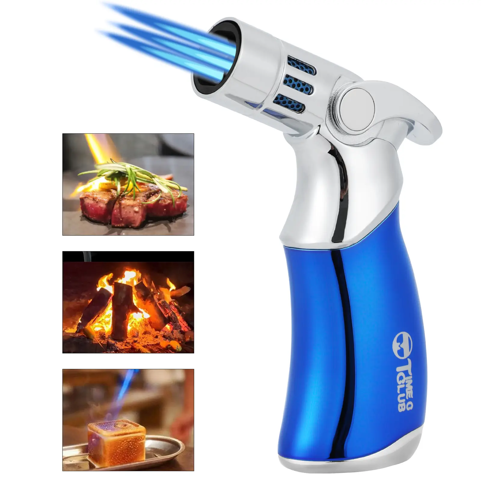 (Butane Gas Not Included) Butane Torch, Mini Blow Torch, Premium 4 Flame Big Kitchen Torch Lighters with Adjustable Refillable Multipurpose Culinary