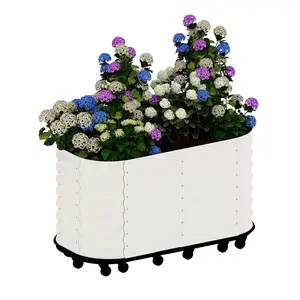 Galvanized Raised Garden Bed with Wheels & Water Reservoir – Durable Portable Planter Box for Indoor/Outdoor Gardening – Elevated Raised Beds for Outdoor Plants