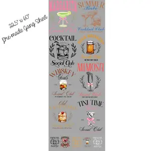 Social Club DTF Transfers Gang Sheet 22” wide x 60” long DIY Direct to Film T Shirt Transfers