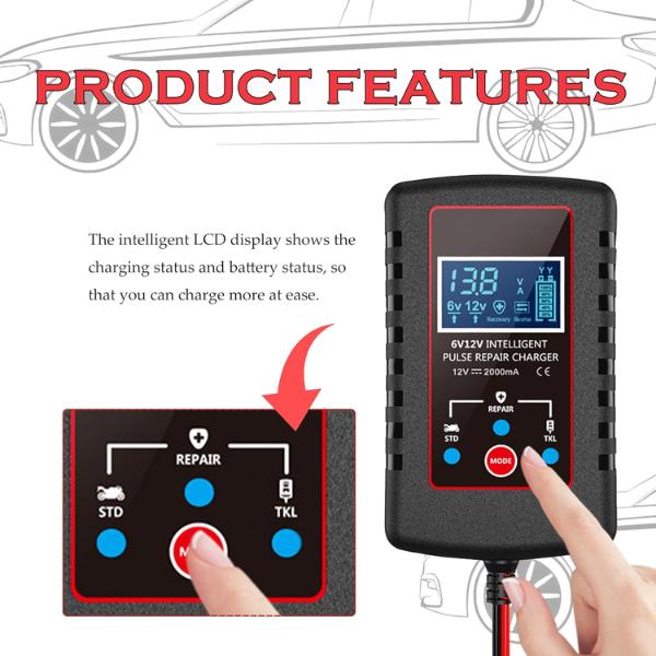 6V 12V Automatic Battery Charger Maintainer for Motorcycle Trickle Float with Smart Pulse Repair and Multiple Protections 6V 12V Automatic Battery Charger Maintainer for Motorcycle Trickle Float with Smart Pulse Repair and Multiple Protections