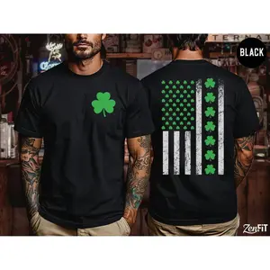 Shamrock USA Flag TShirt for St Patrick's Day Celebration and Gifts