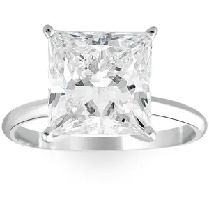Certified 5Ct Princess Cut Diamond 14k White Gold Engagement Ring Lab Grown