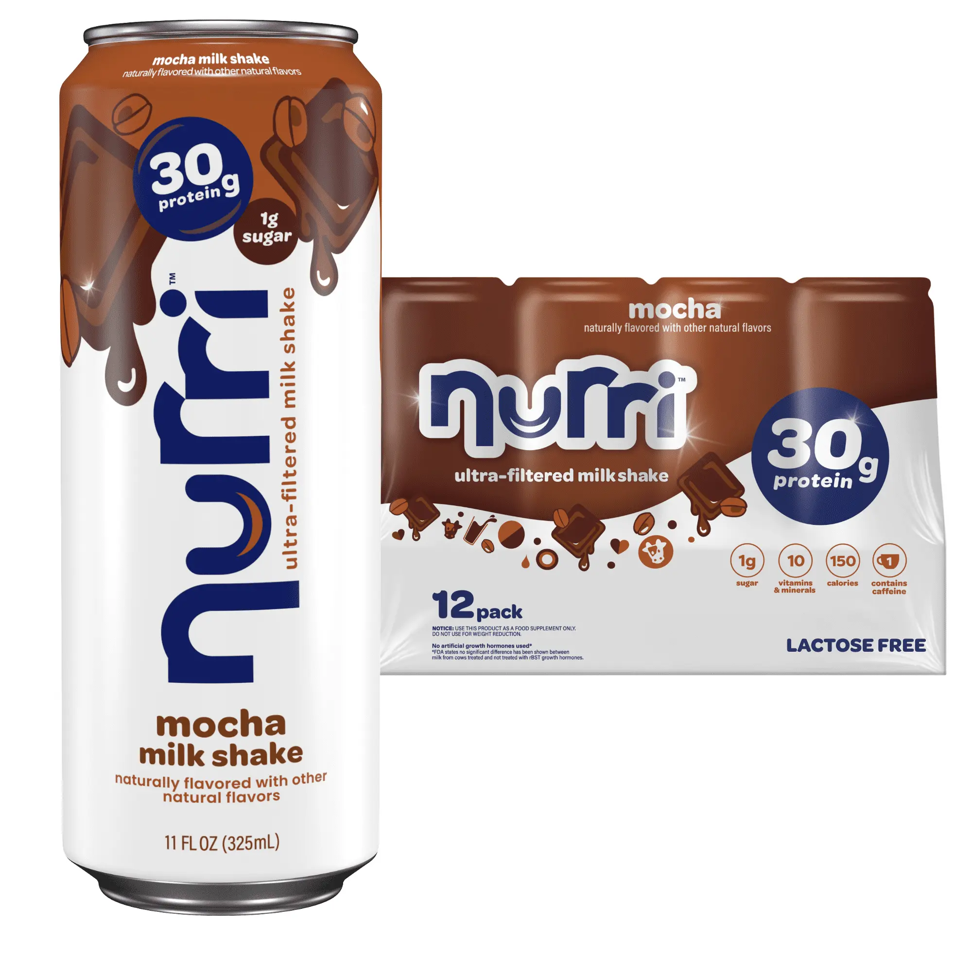 Shelf-Stable Ultra-Filtered Protein Milkshake, 30g Protein, Ready-to-Drink, 11 fl oz Cans, Pack of 12, Low Sugar, Lactose Free