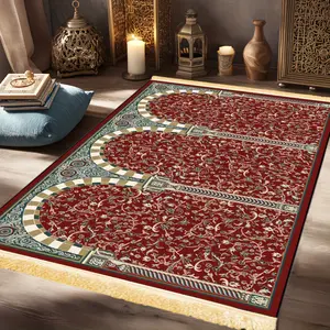 1pc Persian Carpet Prayer Mat, Polyester, Indoor/outdoor, Muslim Prayer Pad, Ideal for Pilgrimage and Meditation