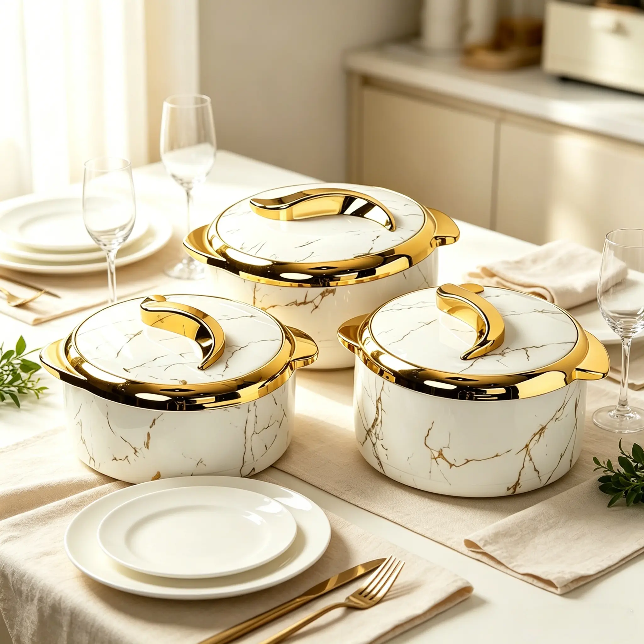 Luxury 3-piece insulated lunch box set with lids and cutlery; stainless steel containers that keep food hot or cold; buffet pot; insulated set: 1.5 L + 2 L + 2.5 L