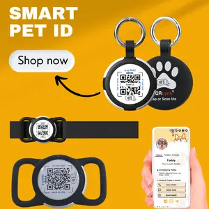QR Code Airtag Holder-Pet ID Tag for Collars - Waterproof, Lightweight Ideal for Dogs & Cats Instant Access to Pet Profile