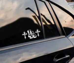 LA Logo With Cross Vinyl Decal Sticker for Cars, Trucks, Vehicles - High Quality Waterproof