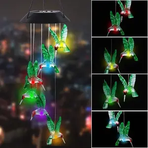 Solar Hummingbird Wind Chime Light Durable ABS Material Outdoor Garden Patio Decoration Eco-Friendly Contemporary Design Solar Powered Gift