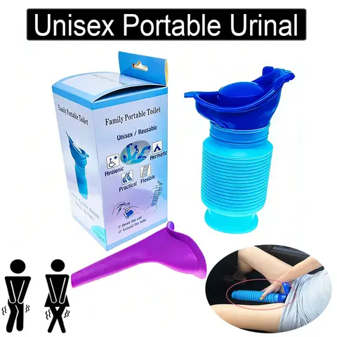 Unisex 750mL Foldable Pocket-Size Flexible Plastic Retractable Portable Urinal with Anti-Odor Structure, Adjustable Fit - Camping Accessories, for Women, Emergency Use, Car Hiking Gear, Pocket-Size Ease