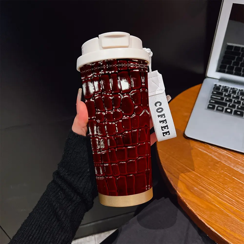 530ML Insulated Tumbler, Boho Style Abstract Pattern, Stainless Steel, Travel Mug with Straw and Strap, Ideal Gift for Holidays