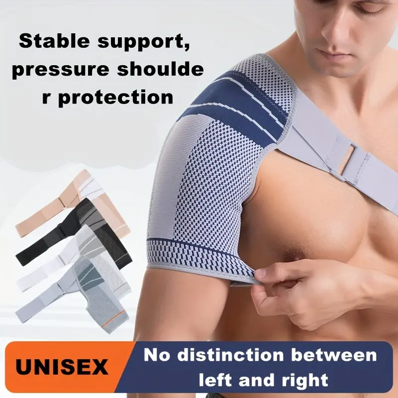 Unisex Sports Shoulder Support, Compression Breathable Shoulder Guard for Basketball and Fitness, Adjustable Shoulder Protection Strap and Stabilizing Brace