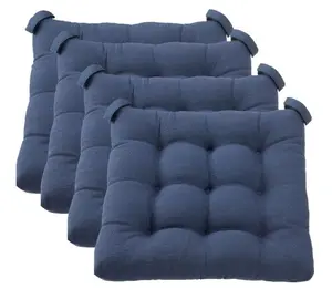 4-Piece Set Textured Chair Seat Pad (Chair Cushion), Navy Color, 15.5" L x 16" W