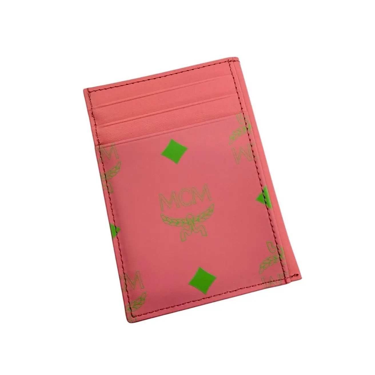 Pre-owned MCM Visetos monogram coated canvas Small leather goods Visetos Monogram Card Holder – Pink & Green