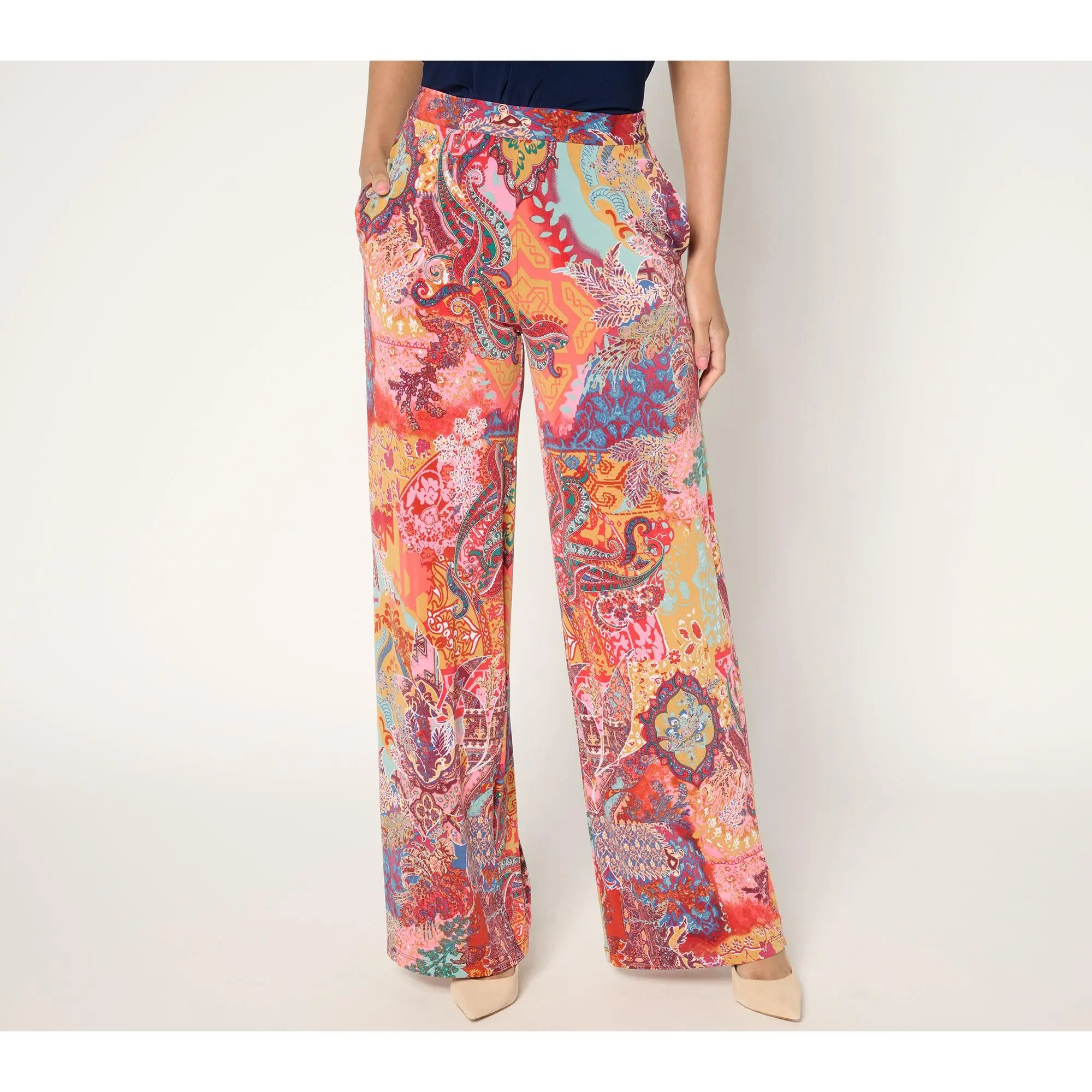 Dennis Basso Regular Printed Italia Knit Pants