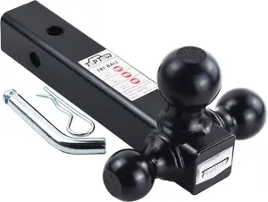Trailer Hitch Tri-Ball Hitch Ball Mount with 1-7/8", 2" and 2-5/16" Black Tow Balls, Fits for 2-inch Hitch Receivers