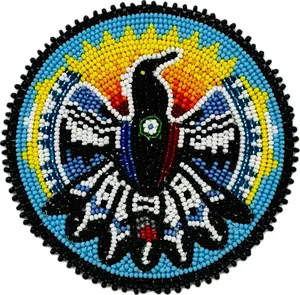 Handmade beaded Cyan Blue Eagle 3 inch rosette/applique