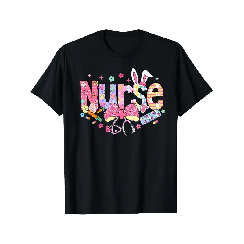 Menswear Cotton Casual T-Shirts, Unisex Short-Sleeve Round Neck Loose-Fit Top, Nurse Role Costume with Cute Slogan Print-Stethoscope Design, Ideal for 3 Gifting Occasions (Easter, Christmas, Graduation) (Shirt Only)