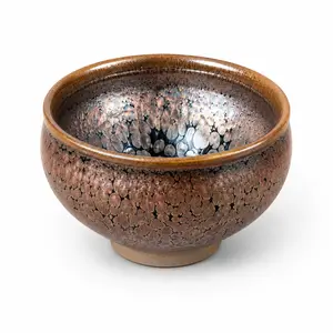 Black Silver Crystal Glaze Ceramic Tea Cup, Vintage Jian Zhan Style Tea Bowl, Handmade Style Gongfu Tea Cup for Tea Ceremony, Matcha, Coffee & Gift