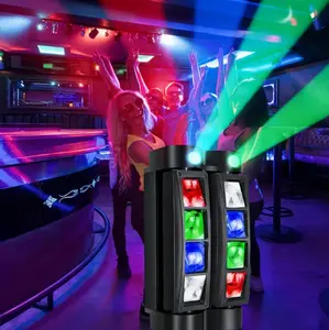 mini 8x3W LED Beam Shaking Head Spider disco Lights, Sound Activated & DMX-512 Control, for DJ Family Party, Club, Bar, Carnival Festival, Wedding Event Show