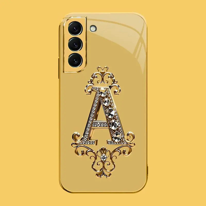 Suitable for [Galaxy S22+ 5g] high-end phone case🥰，Features a premium-look printed design—not actual 3D diamond studs—with all 26 letters available for you to choose from，drop-resistant and fingerprint-resistant YM99