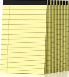 8 Pack Note Pads 5 x 8 Inch, Yellow Narrow Ruled Small Legal Pads, Perforated Notepad 5 x 8 Lined Writing Pads, College Lined Legal Notepads for To-do Lists, Daily Note-taking, School and Office