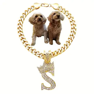 BA Unique Fashion Initial Letter "S" Cuban Chain Necklace for Dogs, Cats Pet Chain Fashion Necklace