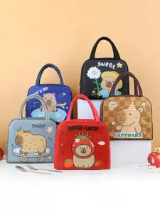 Single Pack Handheld Durable Lunch Bag Food Container Storage Pouch Cute Cartoon Design Carry Meal Box Bag Portable Bento Bag