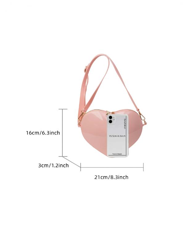 Elegant Heart-Shaped Shoulder Bag for Women, Glossy Design Crossbody Purse, Perfect for Shopping, Stylish Ladies' Accessory, Elegant Bags