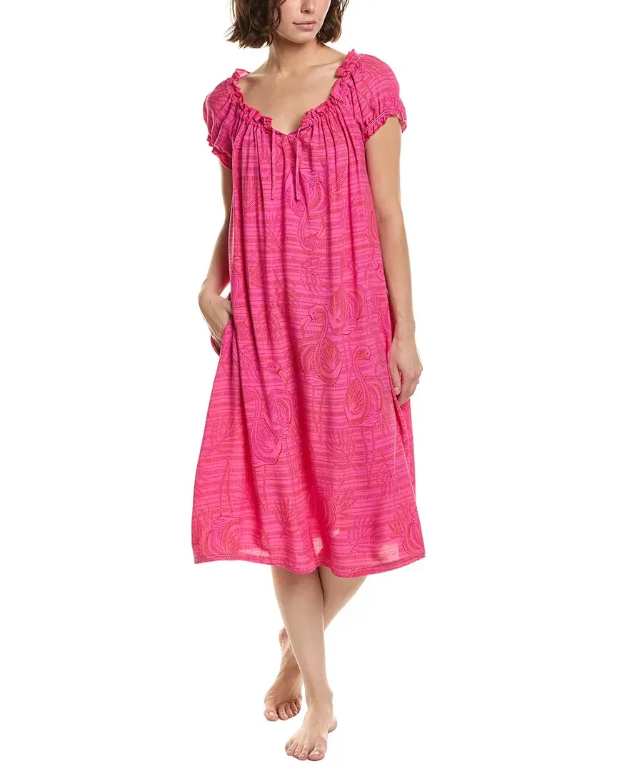 HUE Shirred Lounge Midi Sleepshirt