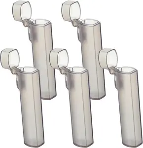 5Pcs Pocket Toothpick Holder, Toothpick Holder for Purse with Spring-Open Lid Design, Travel Toothpicks Holders Translucent Gray Case for Dental Floss Sticks and Small Essentials Storage