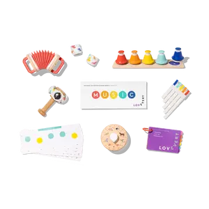 The Music Set by Lovevery | 6 Montessori Musical Instruments & Rhythm Book | Educational Toys for Toddlers & Preschoolers | Simple Songs and Play Guide | Ages 18 Months to 4+ Years