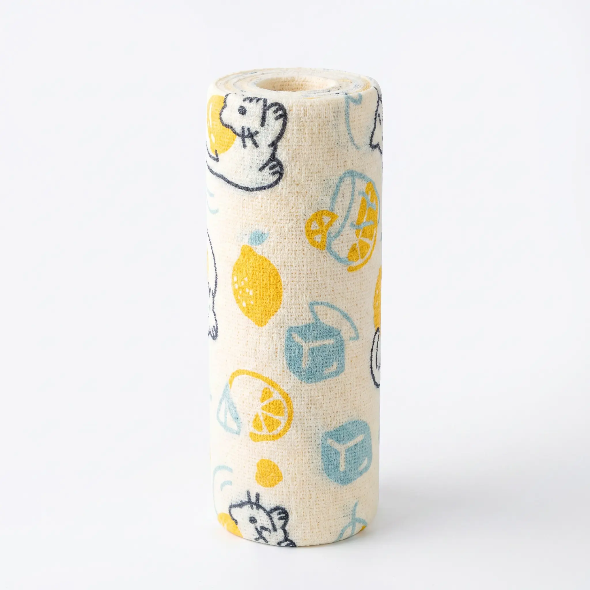 Reusable Tear-Away Lemon Cat Print Cleaning Cloth Roll, 20 Single-Pattern 9.8x9.8in Polyester Rags, Wet-Tear Resistant, Absorbent Multipurpose Towels for Kitchen & Home Cleaning shiny wipe