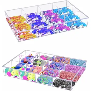 2 Pack Fixed 12 Grids Clear Organizer Sorting Tray and Transparent Divider Box Container Case for, Craft, Sewing Kit, Office Supplies,