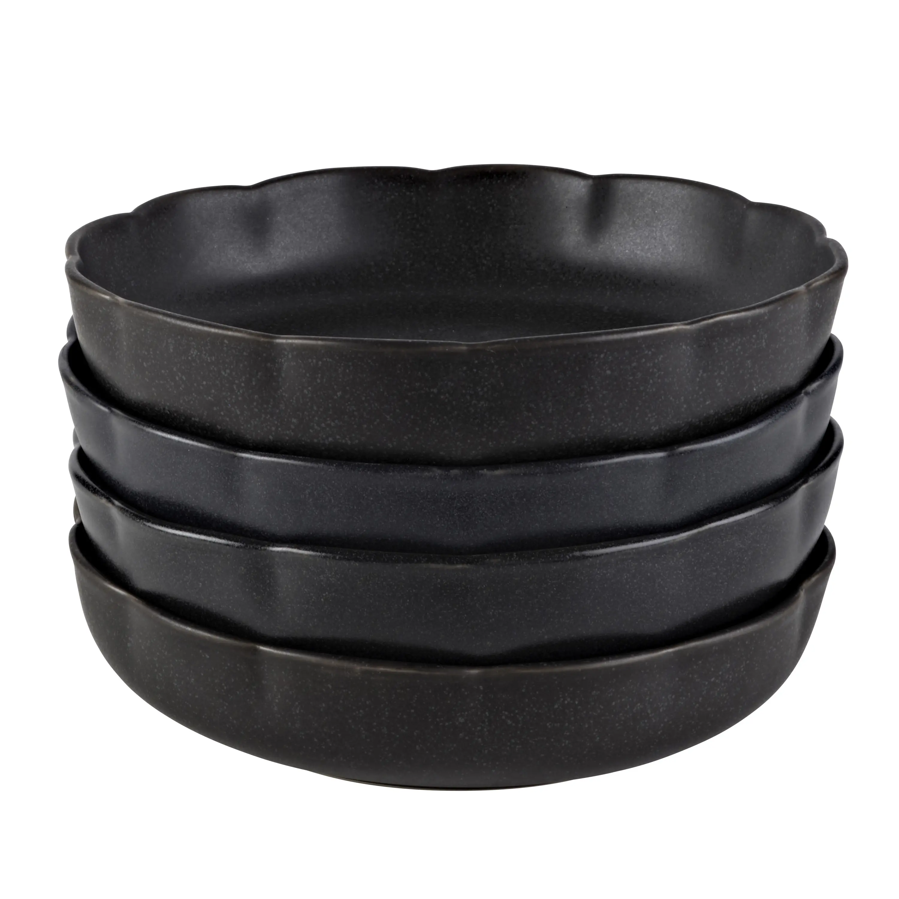 Set of 4 Stoneware Pasta Bowl Black by Drew Barrymore