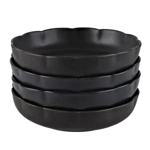 Set of 4 Stoneware Pasta Bowl Black by Drew Barrymore