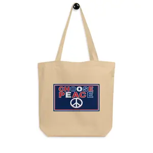 Eco Organic Tote Bag Medium | Patriotic Tote Organic Cotton | Medium Choose Peace Eco Tote