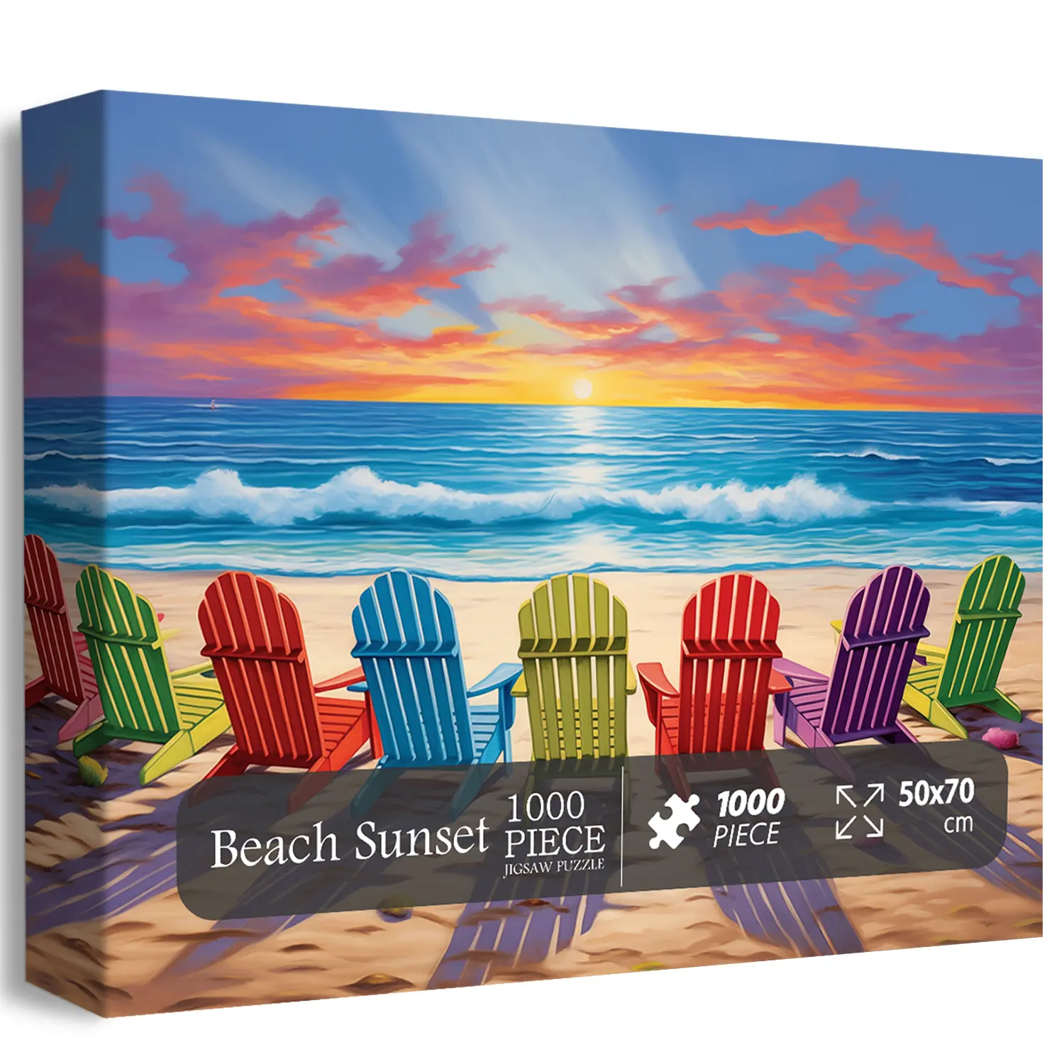 Beach Puzzles for Adults 1000 Pieces and up, PICKFORU Colorful Puzzle Collection Lounge Chair Beach Scene, Summer Puzzle as Home Decor