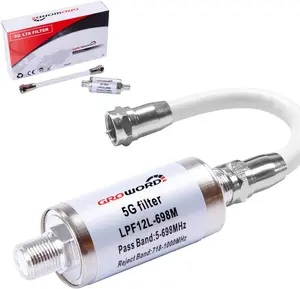 GROWORD-5G LTE Filter for TV Antenna Signal Purifier-Improve Digital HDTV Antenna and Amplifier Signals-4G/5G Filter Reduce Interference from Cell Phone Towers &Transmitters LPF12L-698M 5G Filter