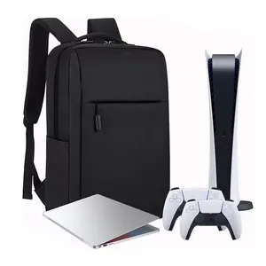 Game Console Backpack, Large Capacity Game Console Storage Bag with Game Console Holder, Travel Bag for PS5/Slim/Pro Console, Console Accessories, Laptop Travel Backpack