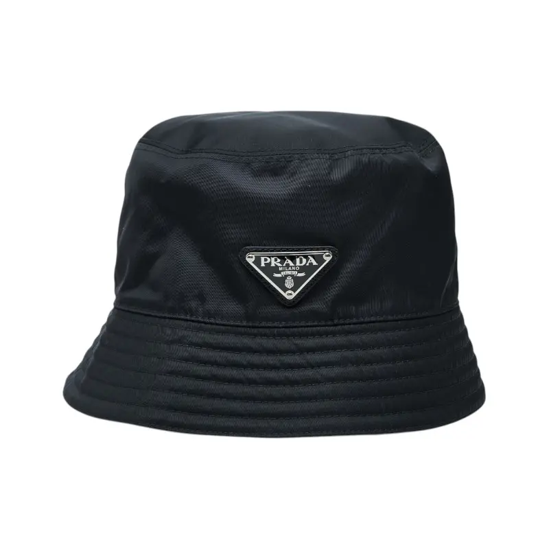 Pre-owned PRADA Nylon Small Leather Goods Triangle Logo Plate Bucket Hat