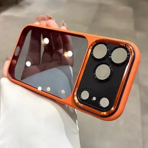 Luxury High-quality Translucent Metal Lens Frame Protective Case for iPhone 17 Pro Max ,17 Air ,17 Pro,17,16,16Pro,16 ProMax,15,15Pro,15 ProMax, 14 14Pro Max Simple and Stylish Case for Men Women Acrylic Hard Case,Minimalist Design, Premium Construction