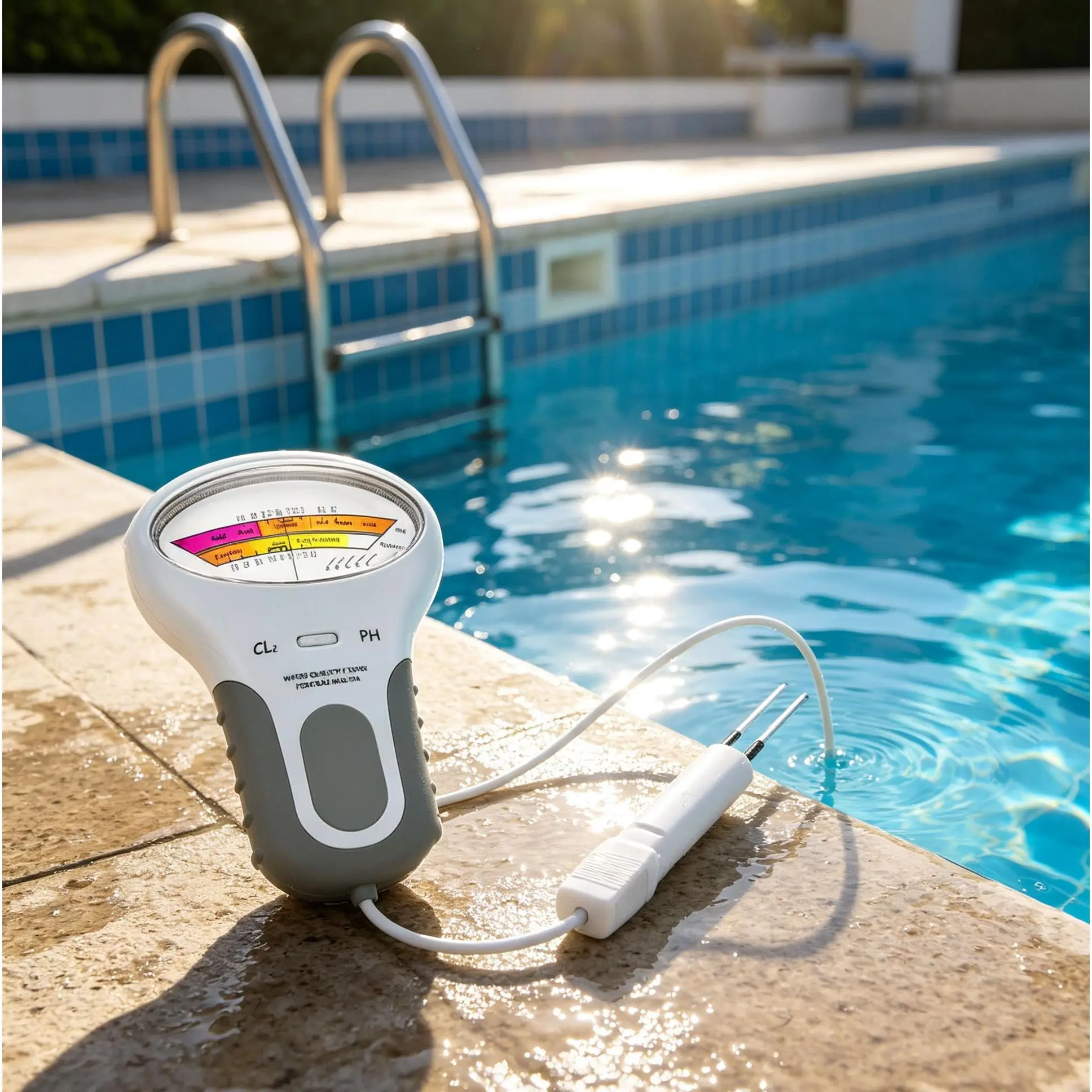 PC‑102 Portable pH CL2 Water Testing Meter, Accurate Digital Chlorine & pH Check Tool, Durable Plastic Shell, Helps Reduce Chemical Waste, Essential Accessory for Home Swimming Pool & Spa Maintenance