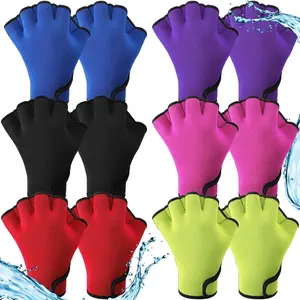 6 Pairs Webbed Nylon Swimming Aquatic Water Resistance Gloves for Training Fitness Diving Aquatic Exercise